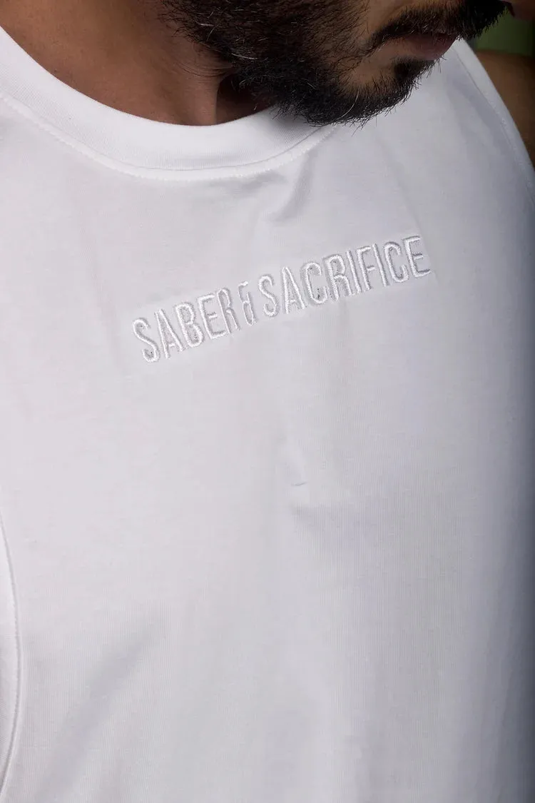 D002. Persistence Embroidered Muscle Tee - White