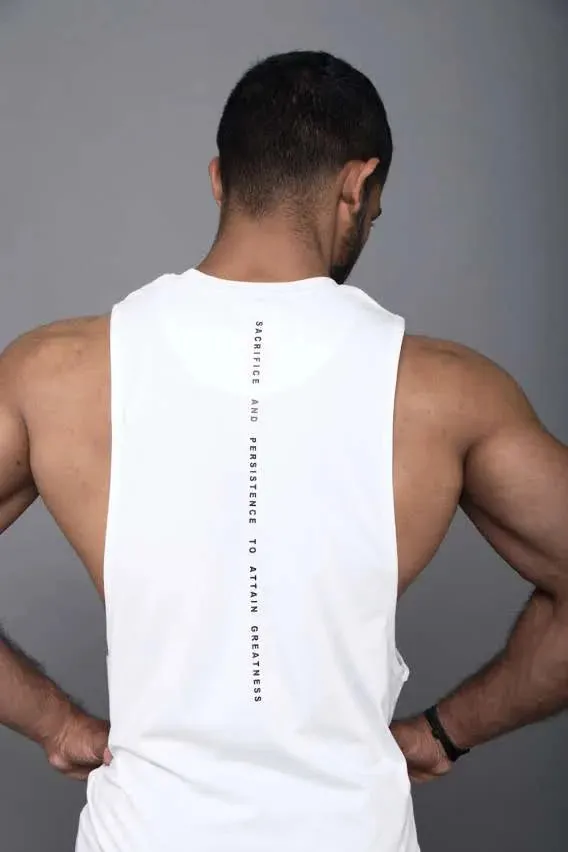 D002. Persistence Embroidered Muscle Tee - White