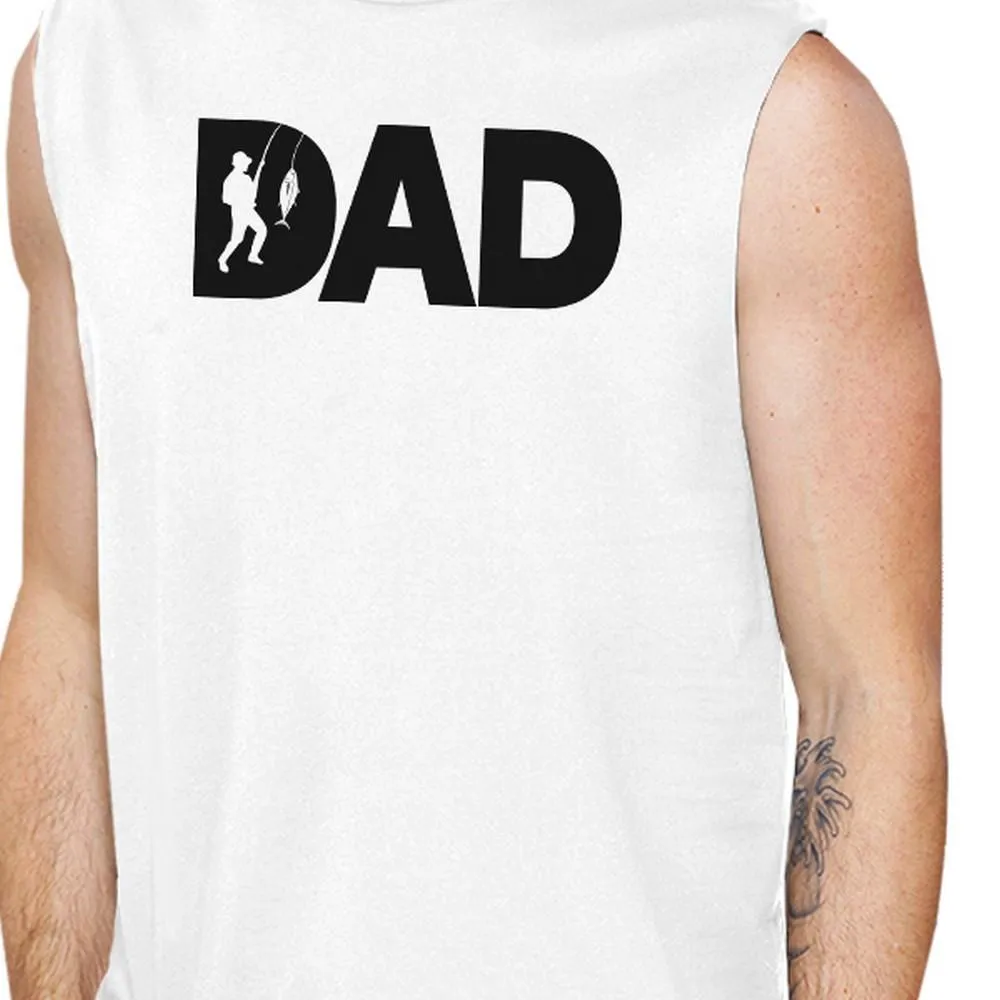 Dad Fish Men's White Sleeveless Tanks Unique Gifts