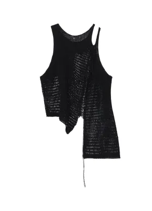 DAMAGE PROCESSED ASYMMETRIC SLEEVELESS KNIT