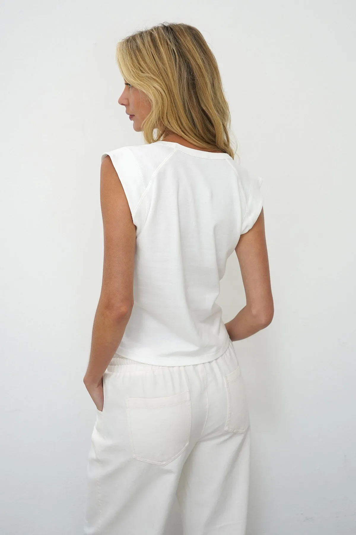 Dayna V Muscle Tee - White