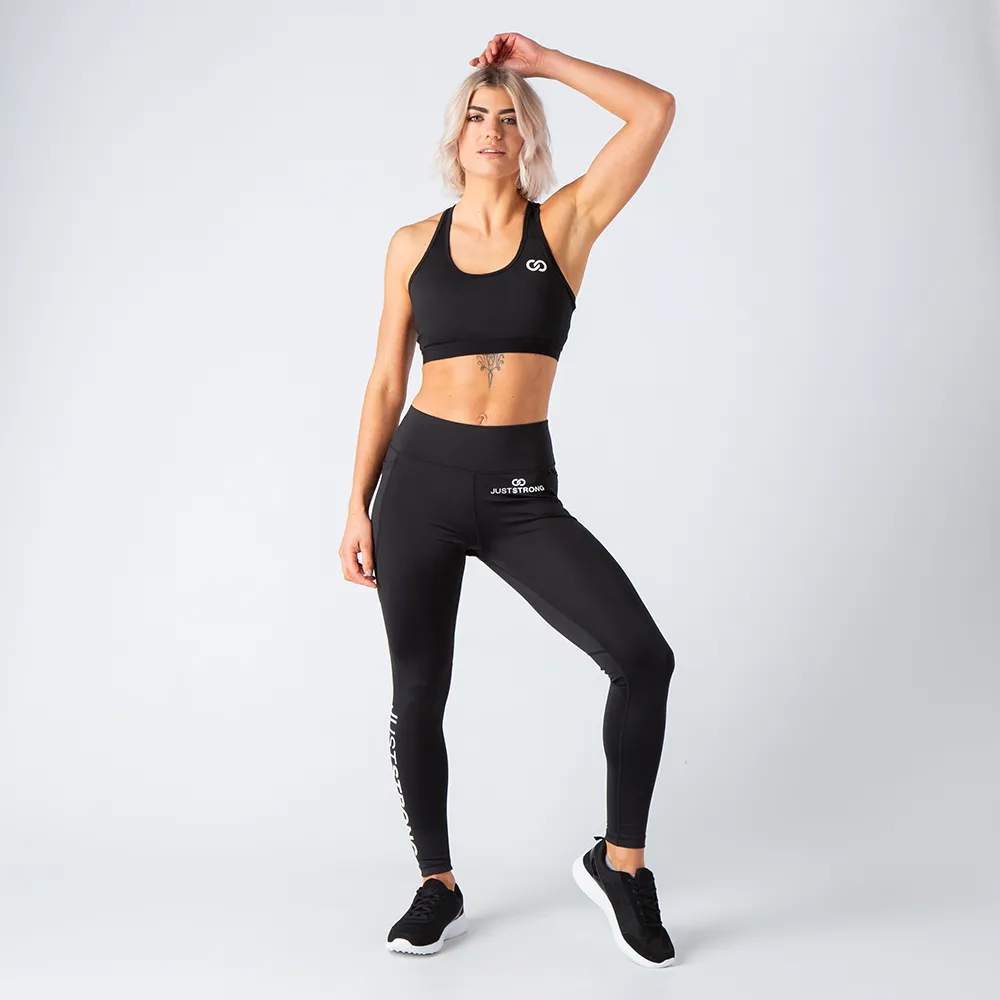 Deep Black Motion Emblem Sports Bra
