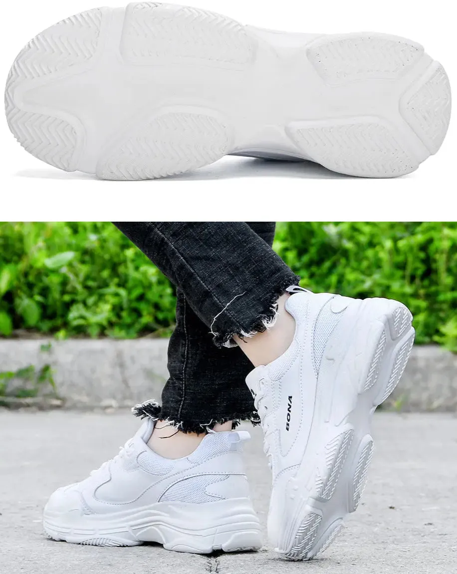Designer White Platform Sneakers: Chic Comfort for Women's Walking