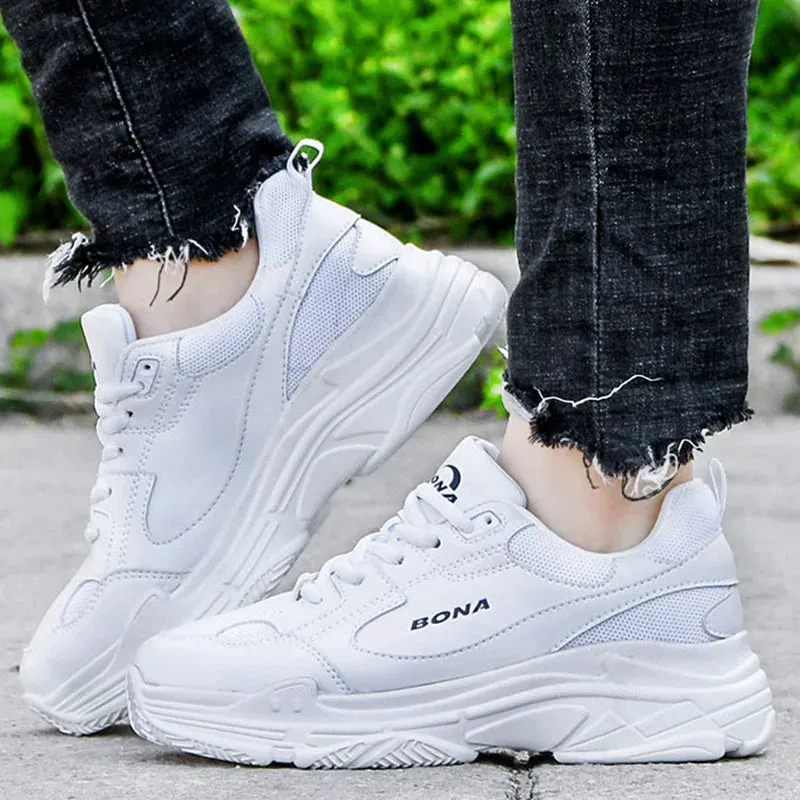 Designer White Platform Sneakers: Chic Comfort for Women's Walking