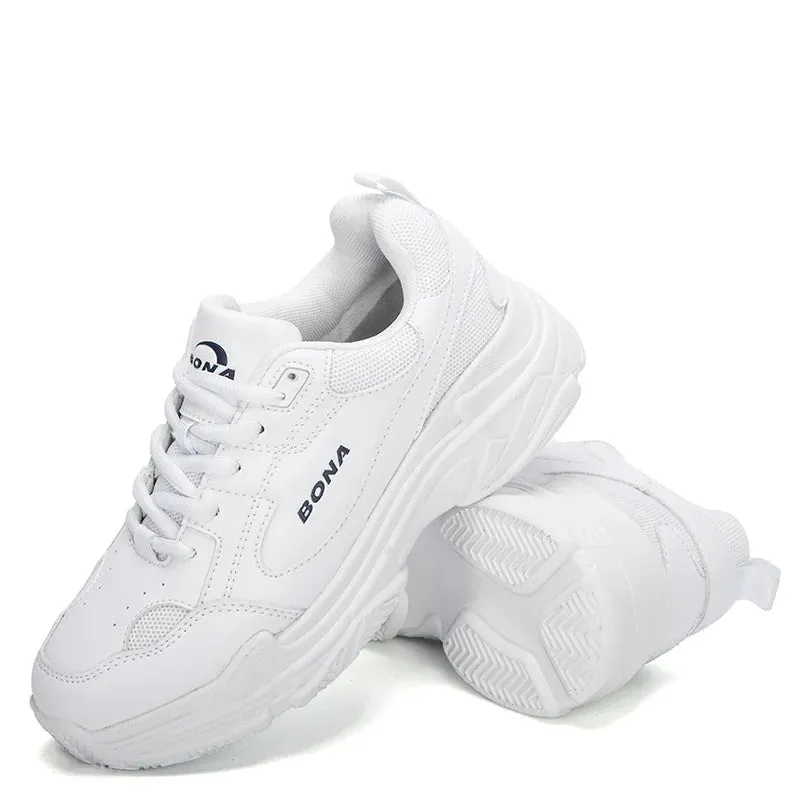 Designer White Platform Sneakers: Chic Comfort for Women's Walking