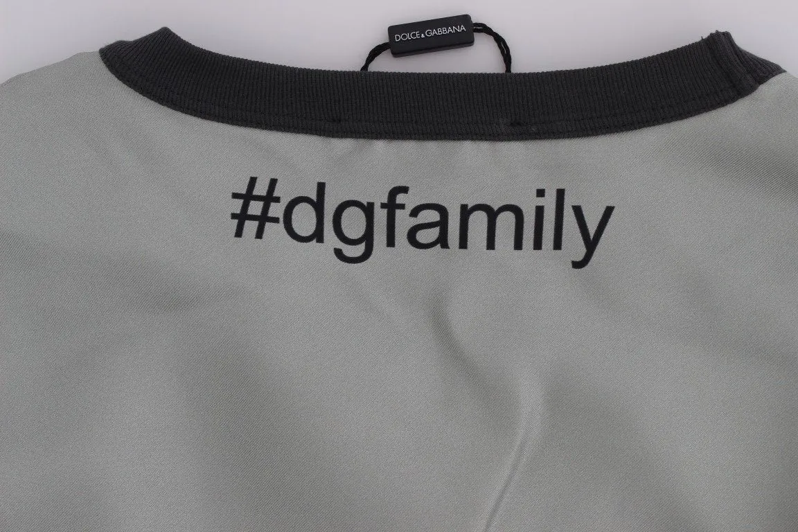 DG FAMILY Print Gray Crewneck Silk Sweater