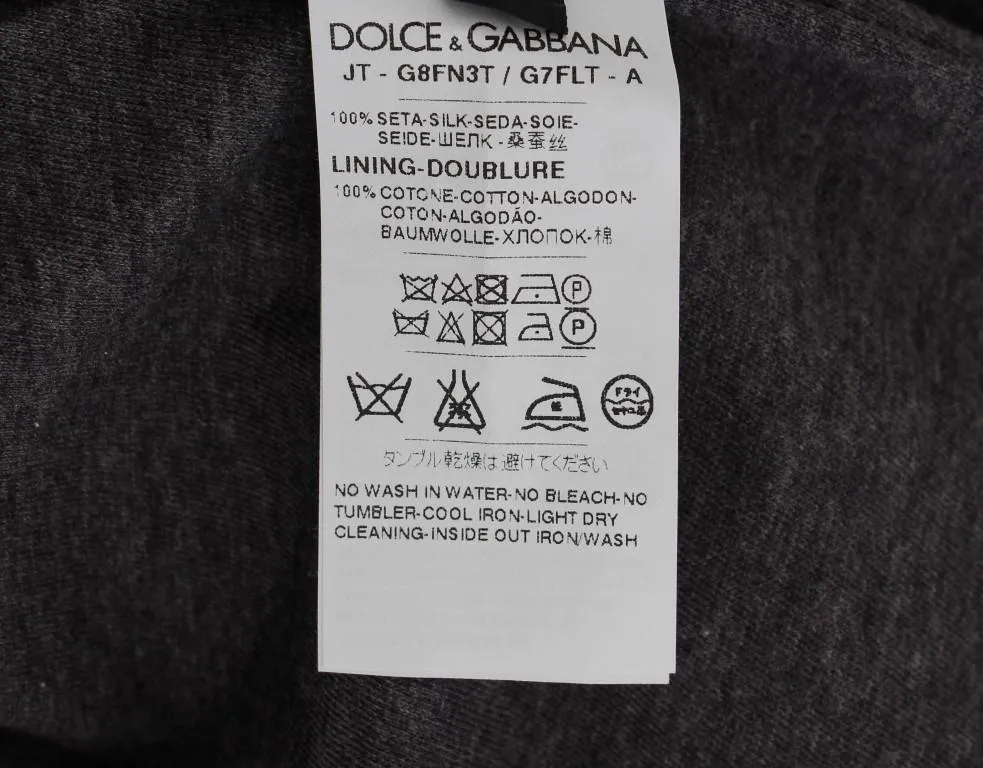 DG FAMILY Print Gray Crewneck Silk Sweater