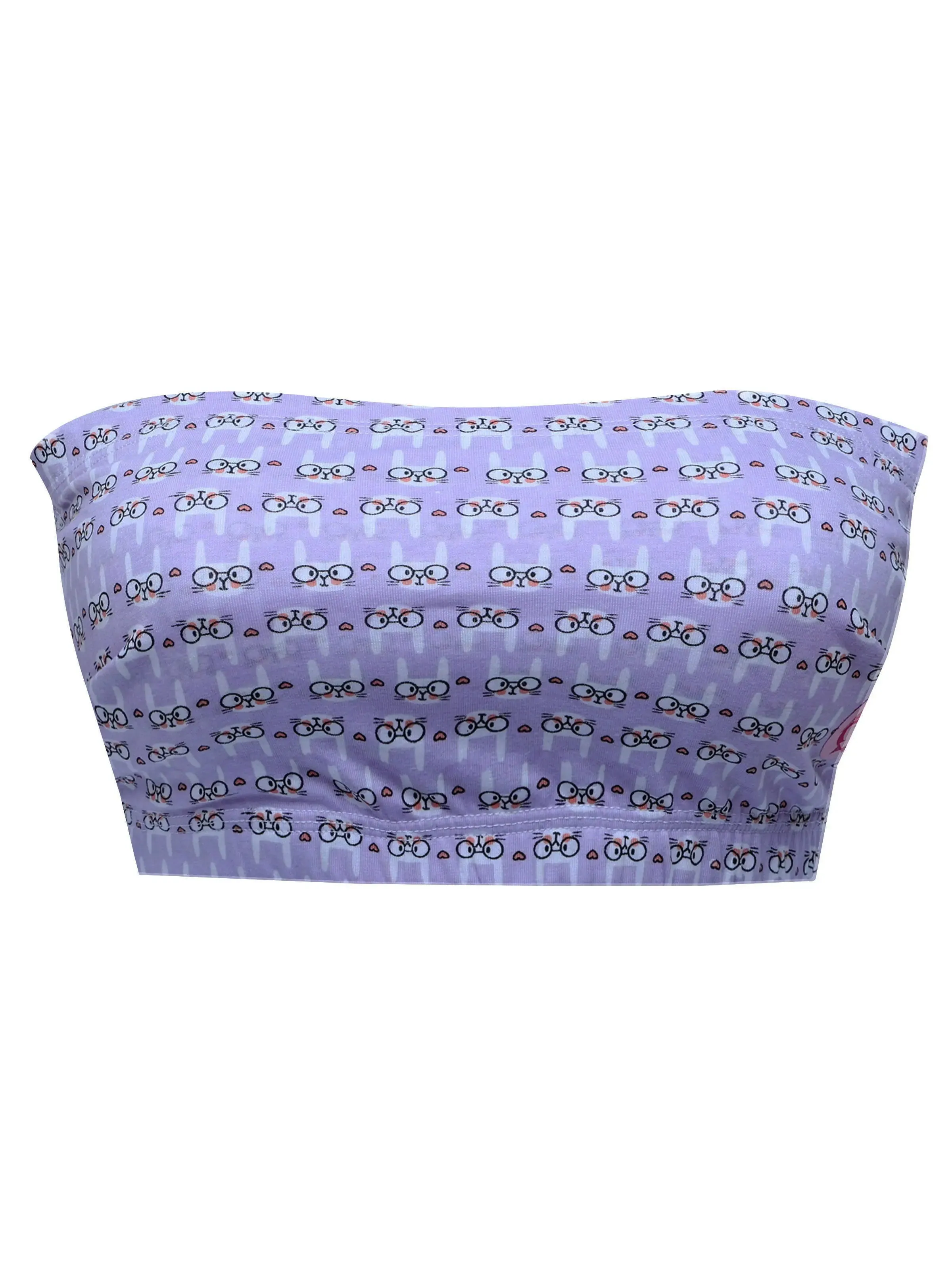Double-Layer Cotton Tube Bras | Non-Padded Tube Tops | Bunny Print Bra