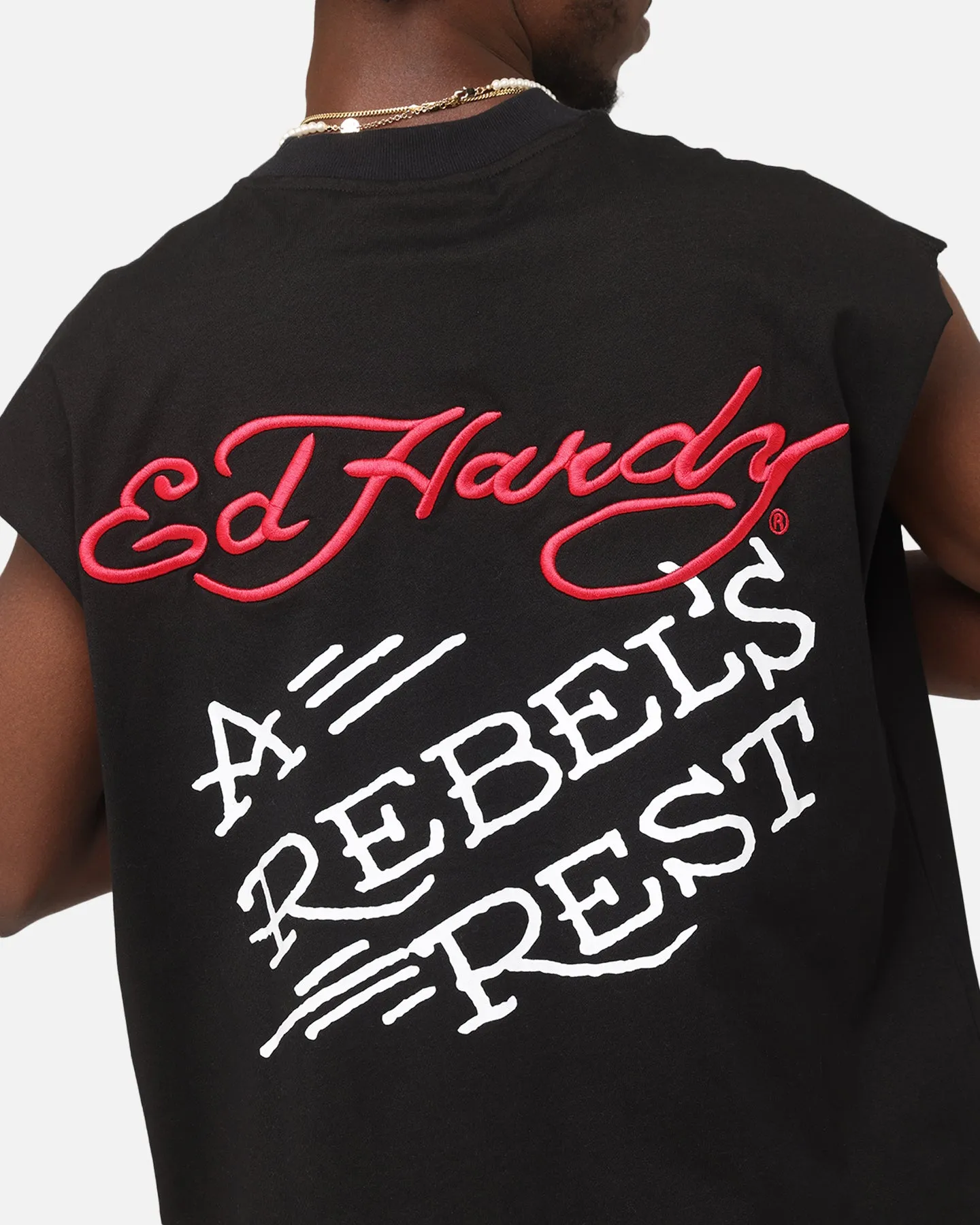 Ed Hardy Rebel Oversized Muscle T-Shirt Black