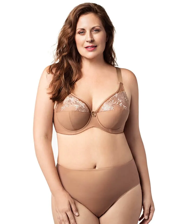 Elila Embroidered Microfiber Underwired Bra - Mocha