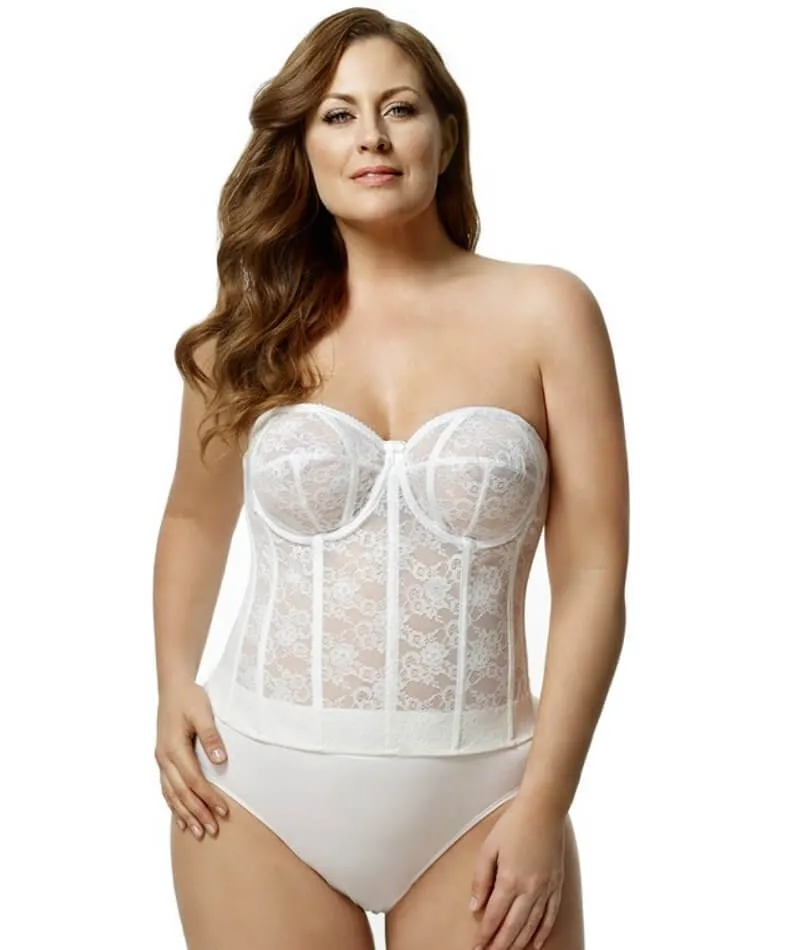 Elila Underwired Lace Strapless Longline Bra - White