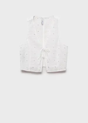 Embroidered cotton waistcoat with bows