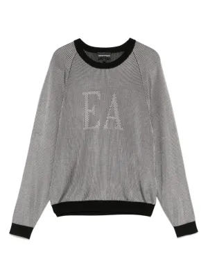 Emporio armani logotyp randig tröja