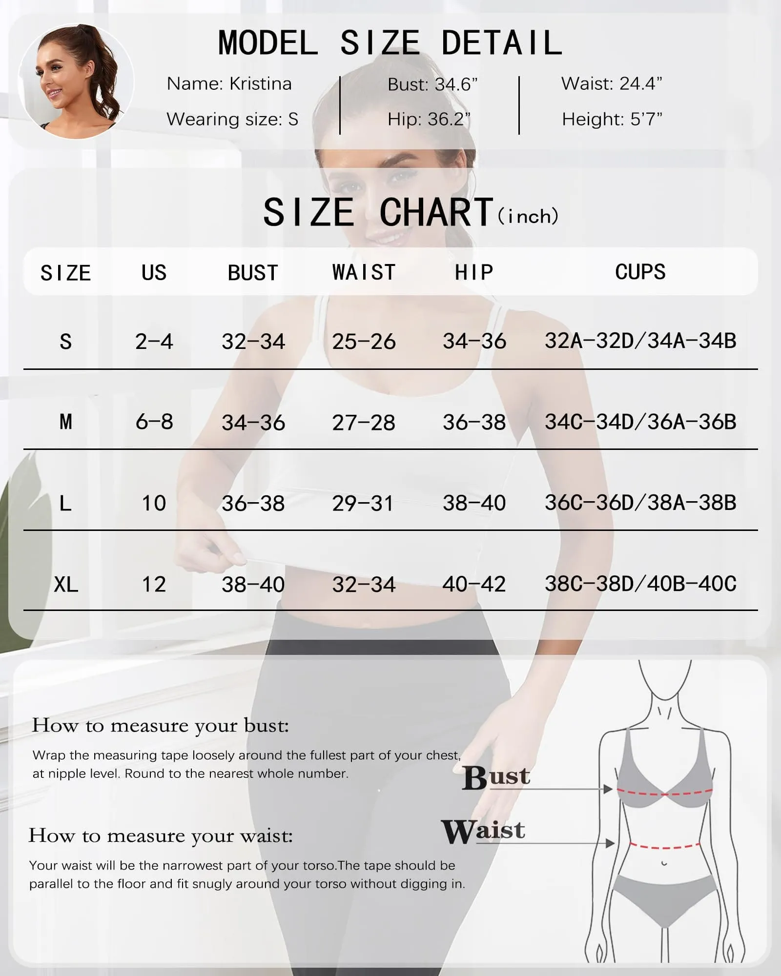 Everrysea Longline Sports Bra for Women Padded Workout Tank Tops Built in Bras Strappy Yoga Corp Top Camisole White