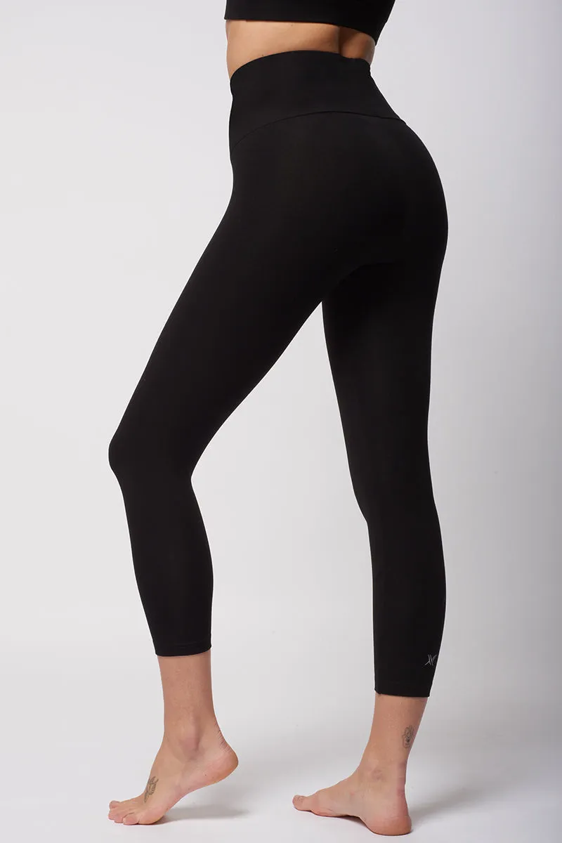 Extra Strong Compression Tummy Control Cropped Leggings Black
