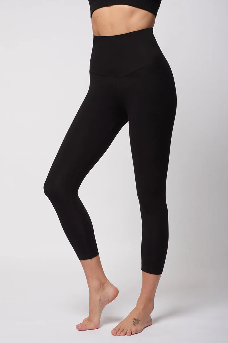 Extra Strong Compression Tummy Control Cropped Leggings Black