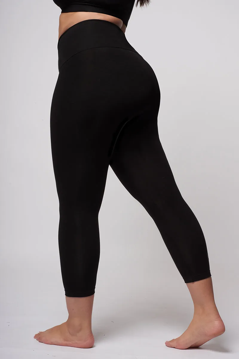 Extra Strong Compression Tummy Control Cropped Leggings Black