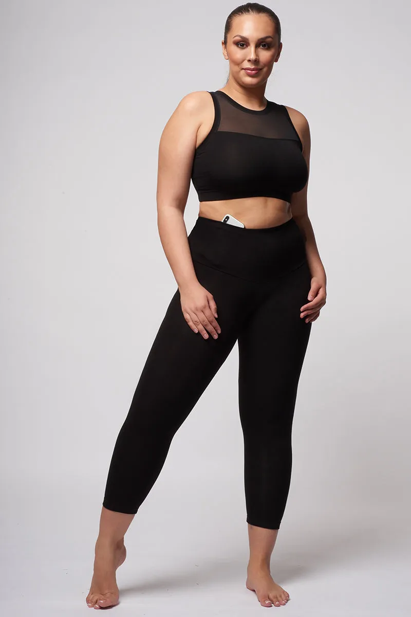 Extra Strong Compression Tummy Control Cropped Leggings Black