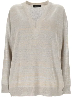 Fabiana filippi beige v hals långärmad tröja