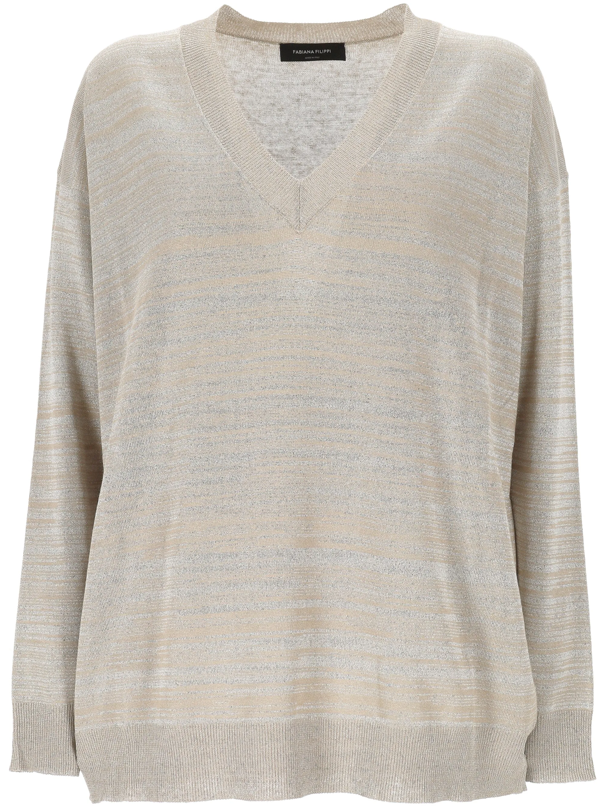 Fabiana filippi beige v hals långärmad tröja