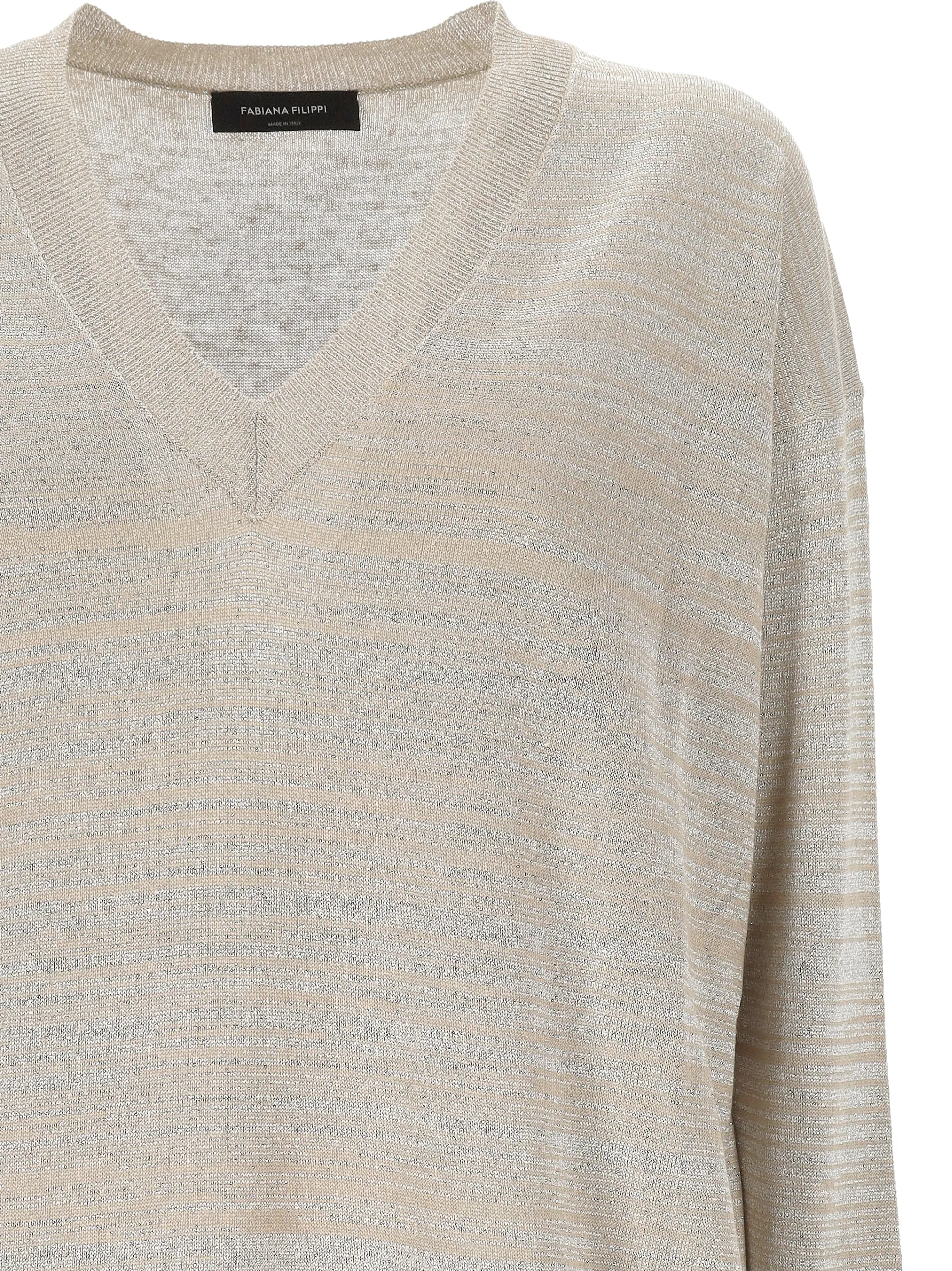 Fabiana filippi beige v hals långärmad tröja