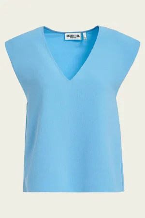 Falling Sleeveless V-Neck Top in Blue