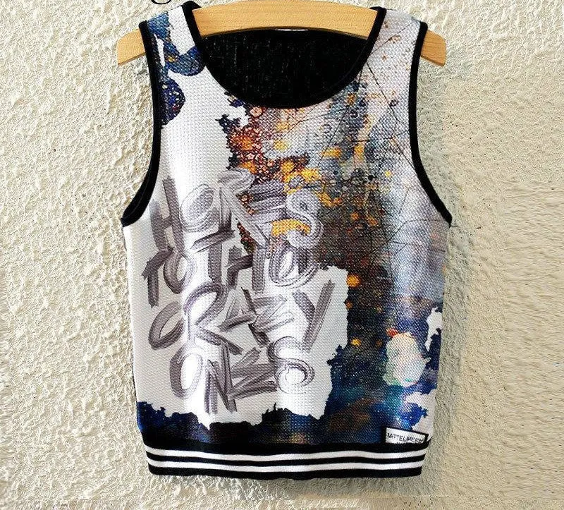 Fashion Women Sleeveless Sky Print Crop Top Cropped Tops Casual Top Fitness Women Vest Tank Tops