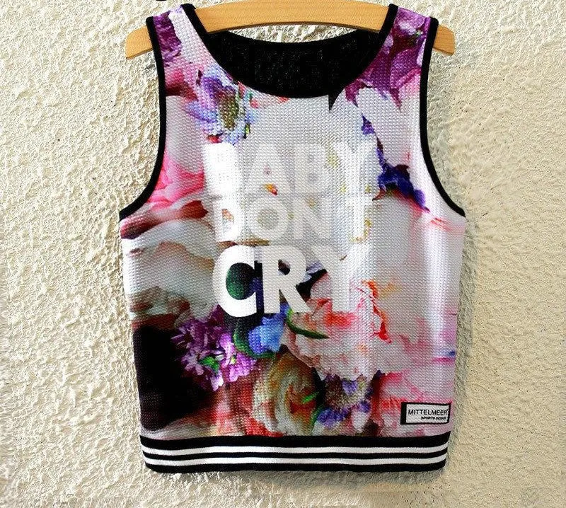 Fashion Women Sleeveless Sky Print Crop Top Cropped Tops Casual Top Fitness Women Vest Tank Tops