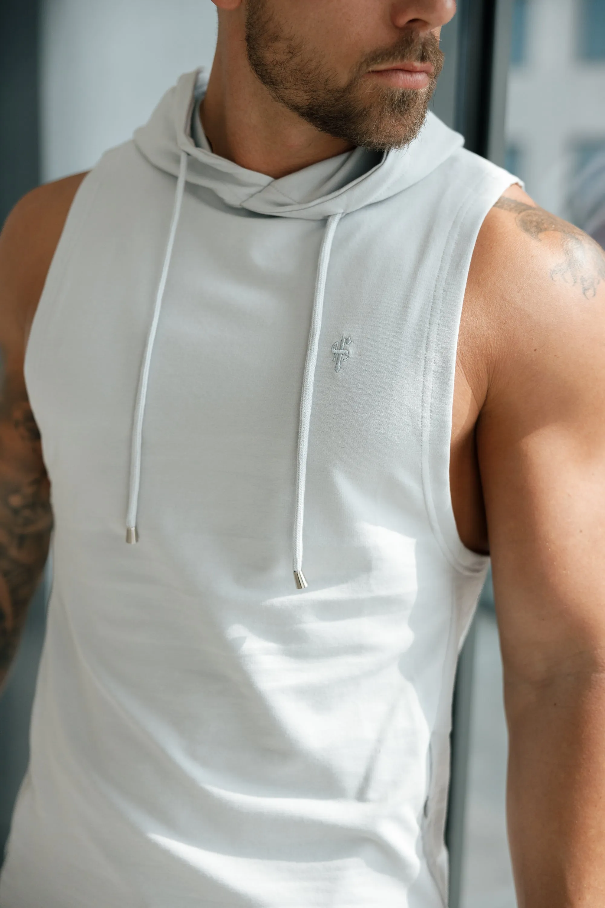 Father Sons Sleeveless Light Grey Gym Hoodie - FSH898
