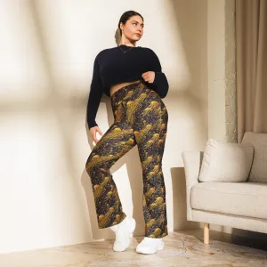 Flare Leggings Black and Gold Jellyfishes
