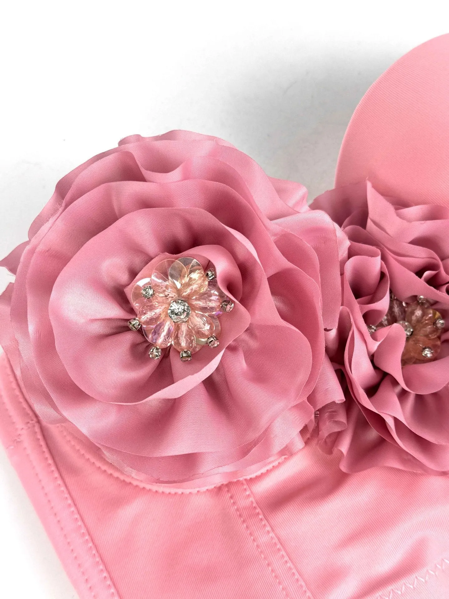Flower Tassel fishbone Corset in pink