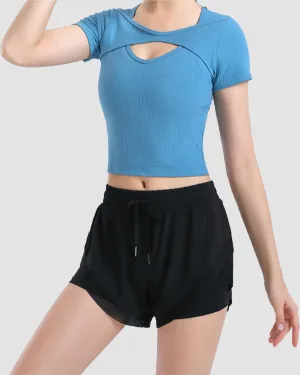 Front Keyhole Nylon Crop Top