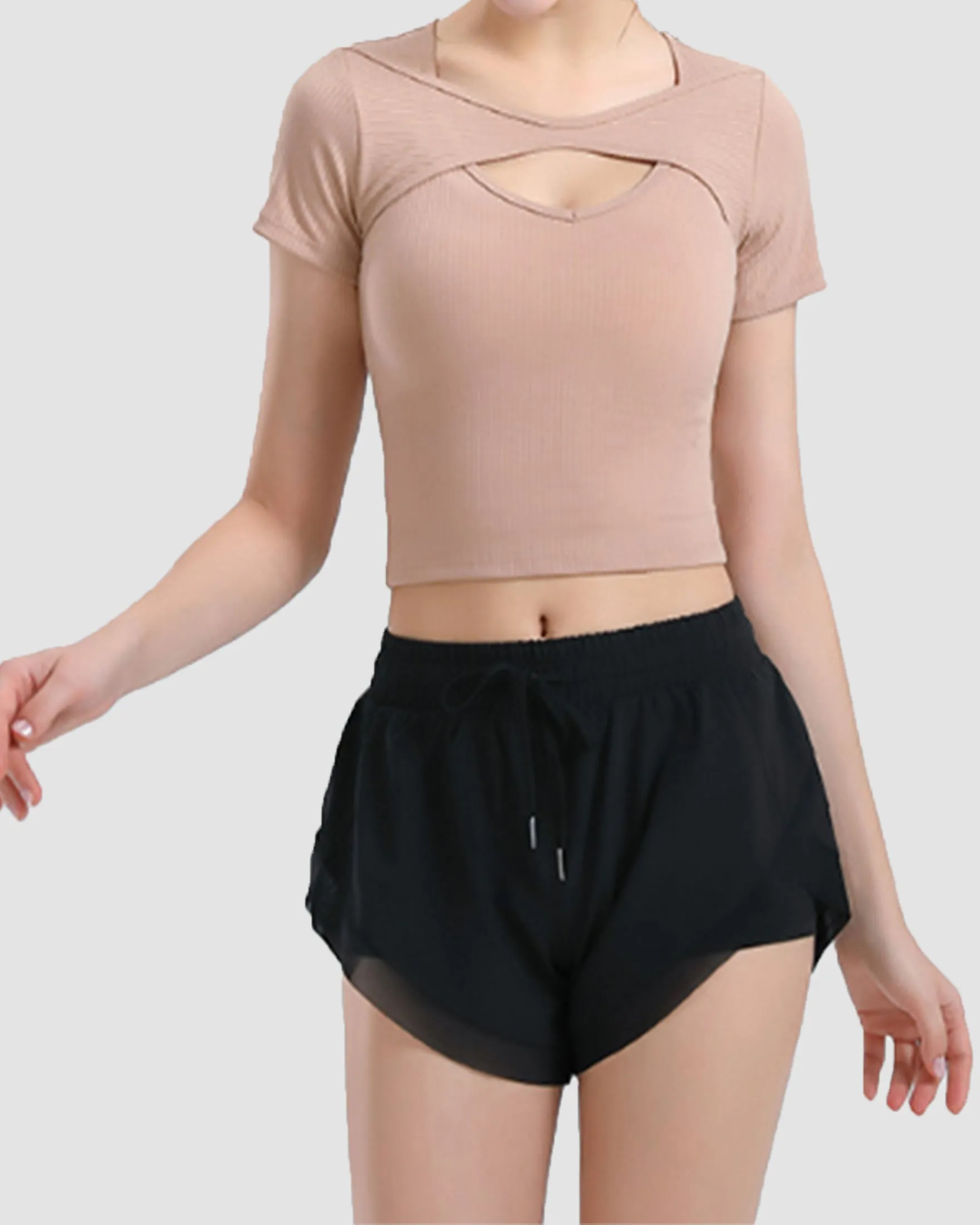 Front Keyhole Nylon Crop Top
