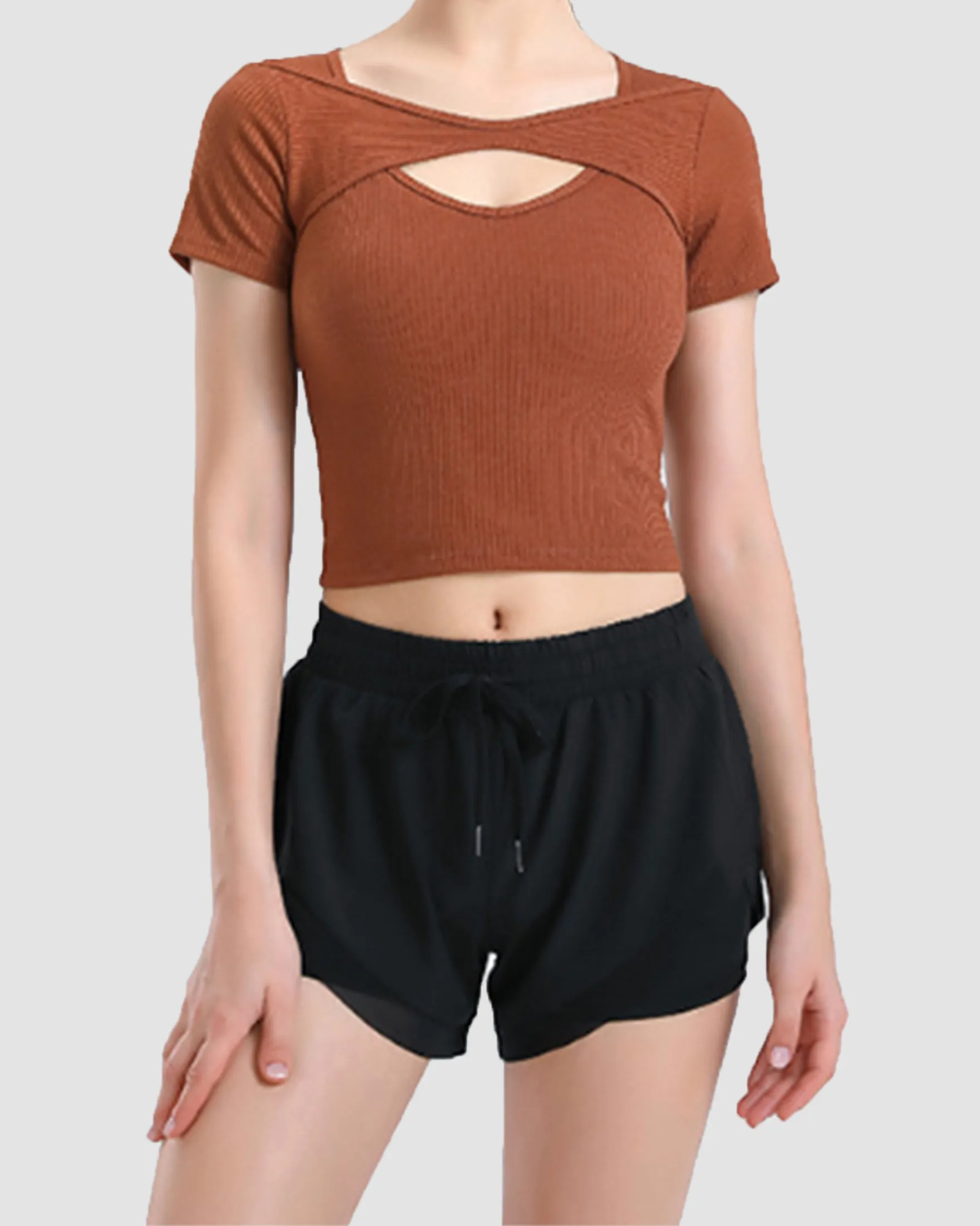 Front Keyhole Nylon Crop Top