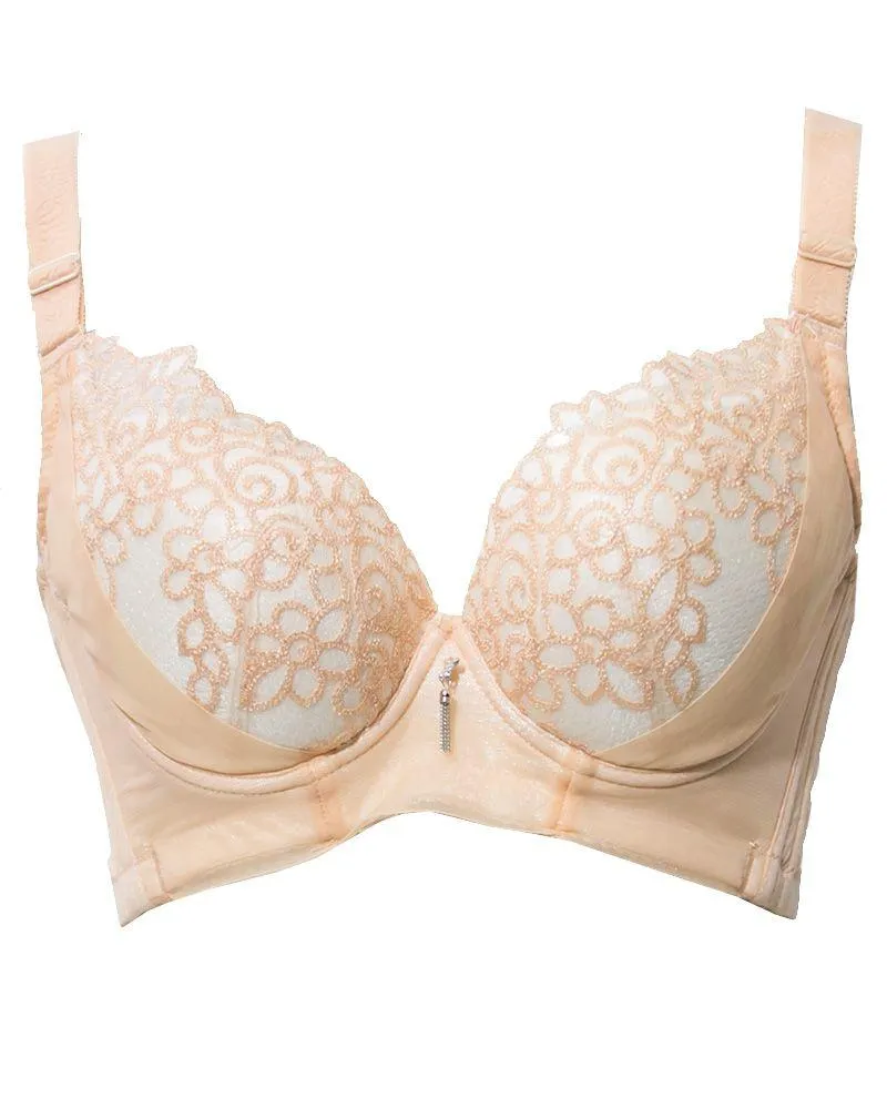 Full Cup Push Up Bra - Single Padded Soft Underwired Push Up Bra - Peach