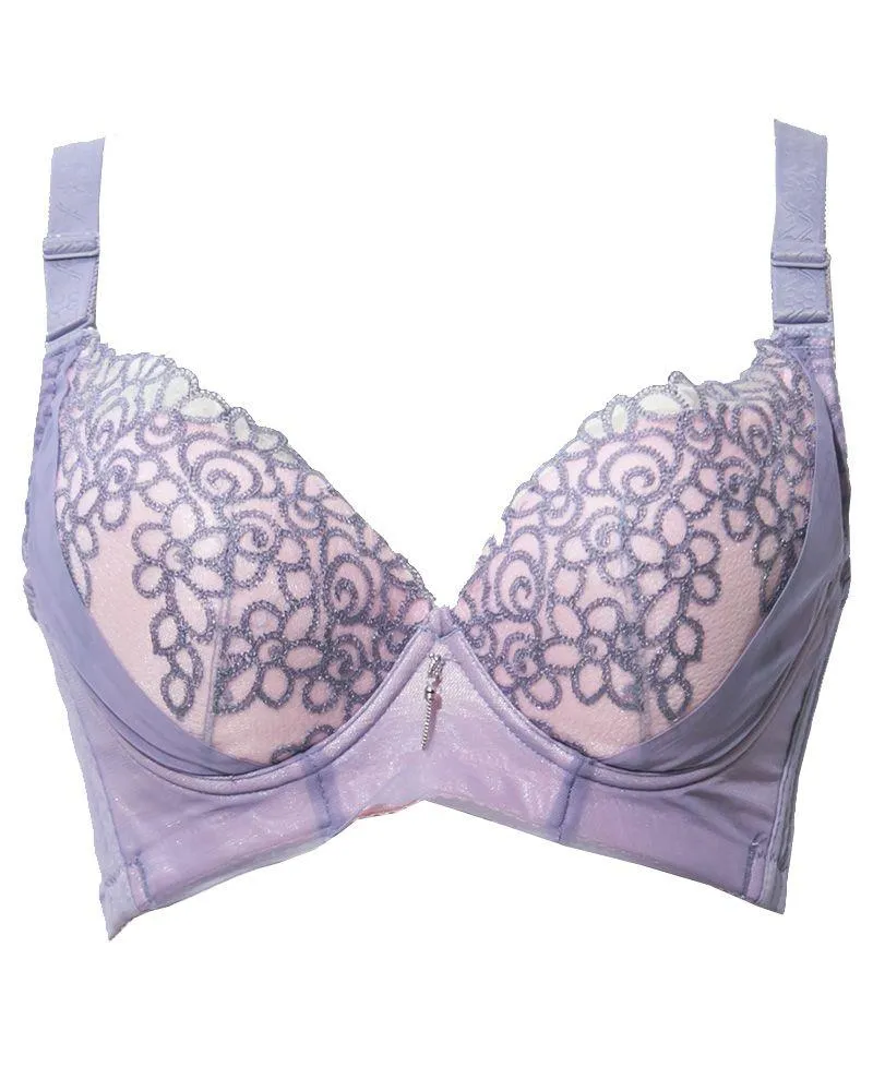 Full Cup Push Up Bra - Single Padded Soft Underwired Push Up Bra - Purple