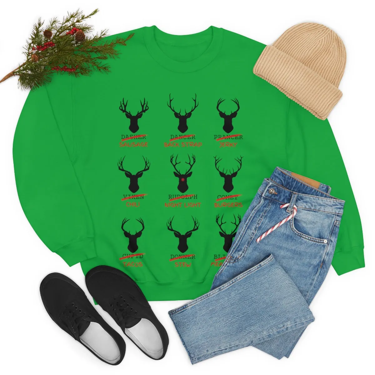 Funny reindeer names sweatshirt