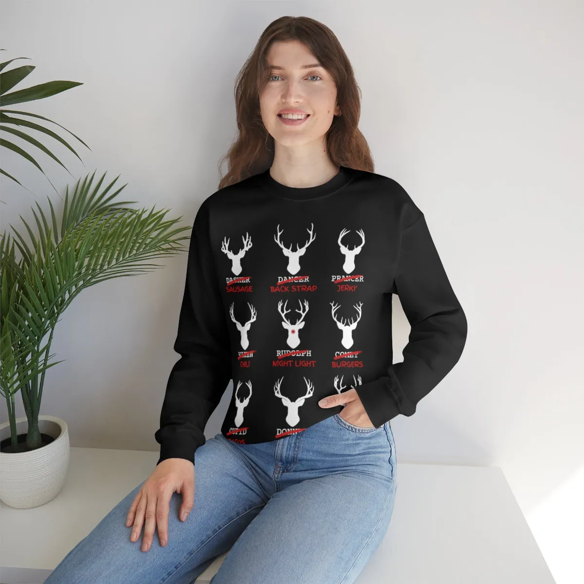 Funny reindeer names sweatshirt