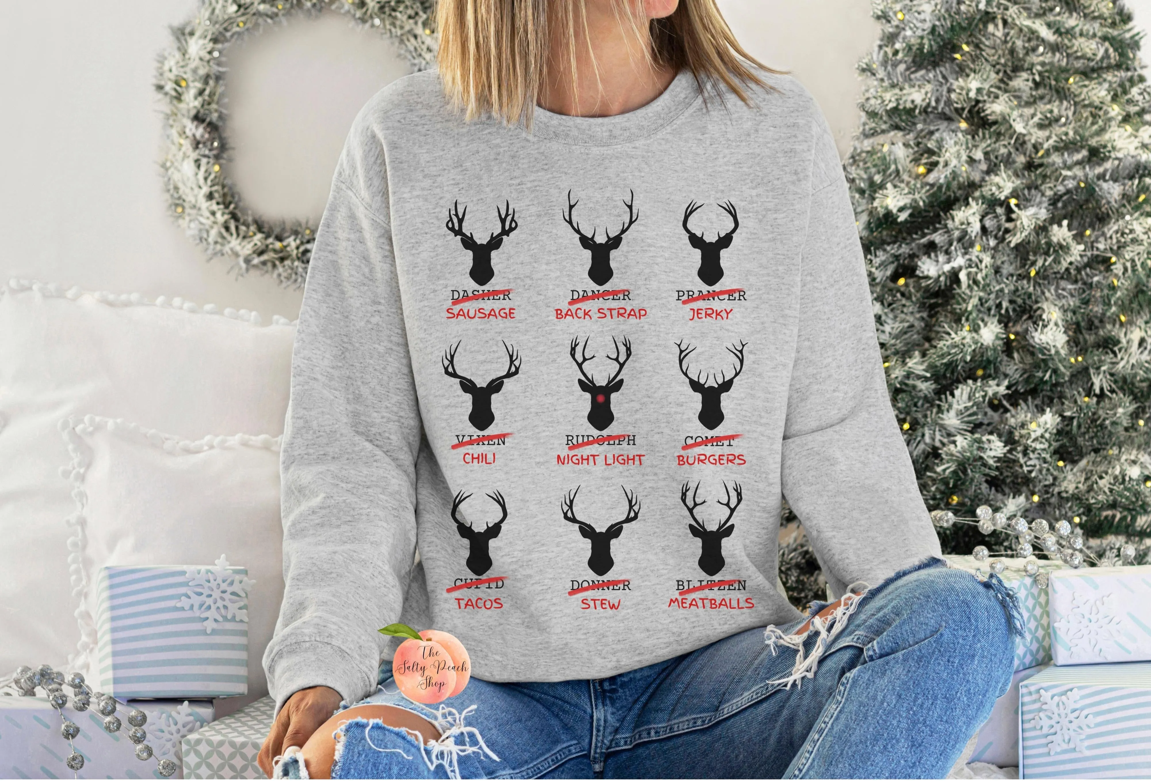 Funny reindeer names sweatshirt