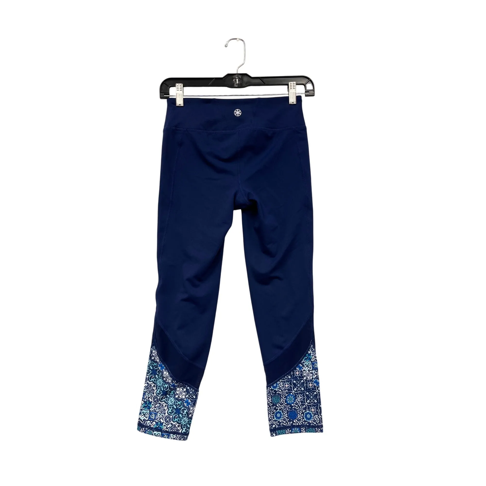 Gaiam Womens XS Capri Leggings Navy Blue With Floral Hem #6922
