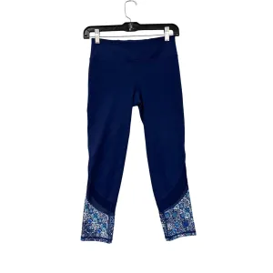 Gaiam Womens XS Capri Leggings Navy Blue With Floral Hem #6922