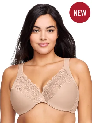 Glamorise Bra 1240 - Low Cut WonderWire Lace Bra - Cafe