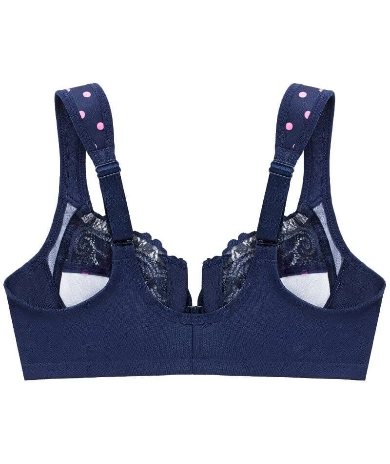 Glamorise WonderWire Front-Closure Bra - Navy Print