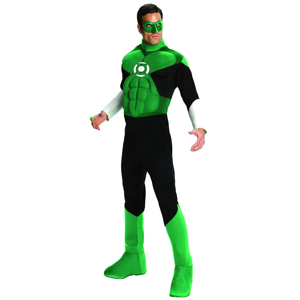 Green Lantern Costume Men's Deluxe Muscle Chest Jumpsuit
