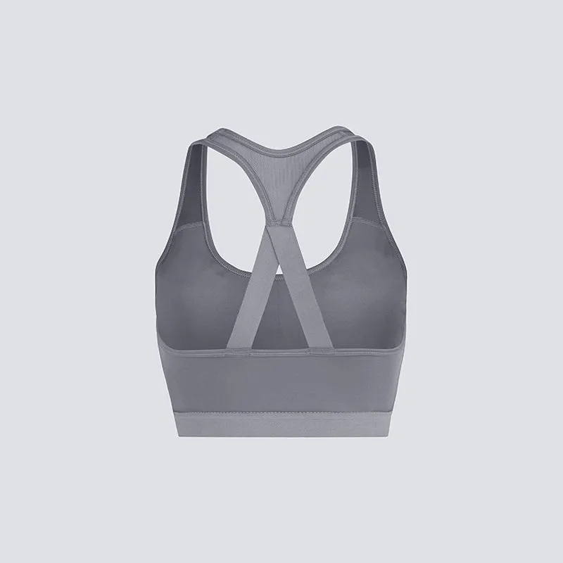 Grey Motion Emblem Sports Bra
