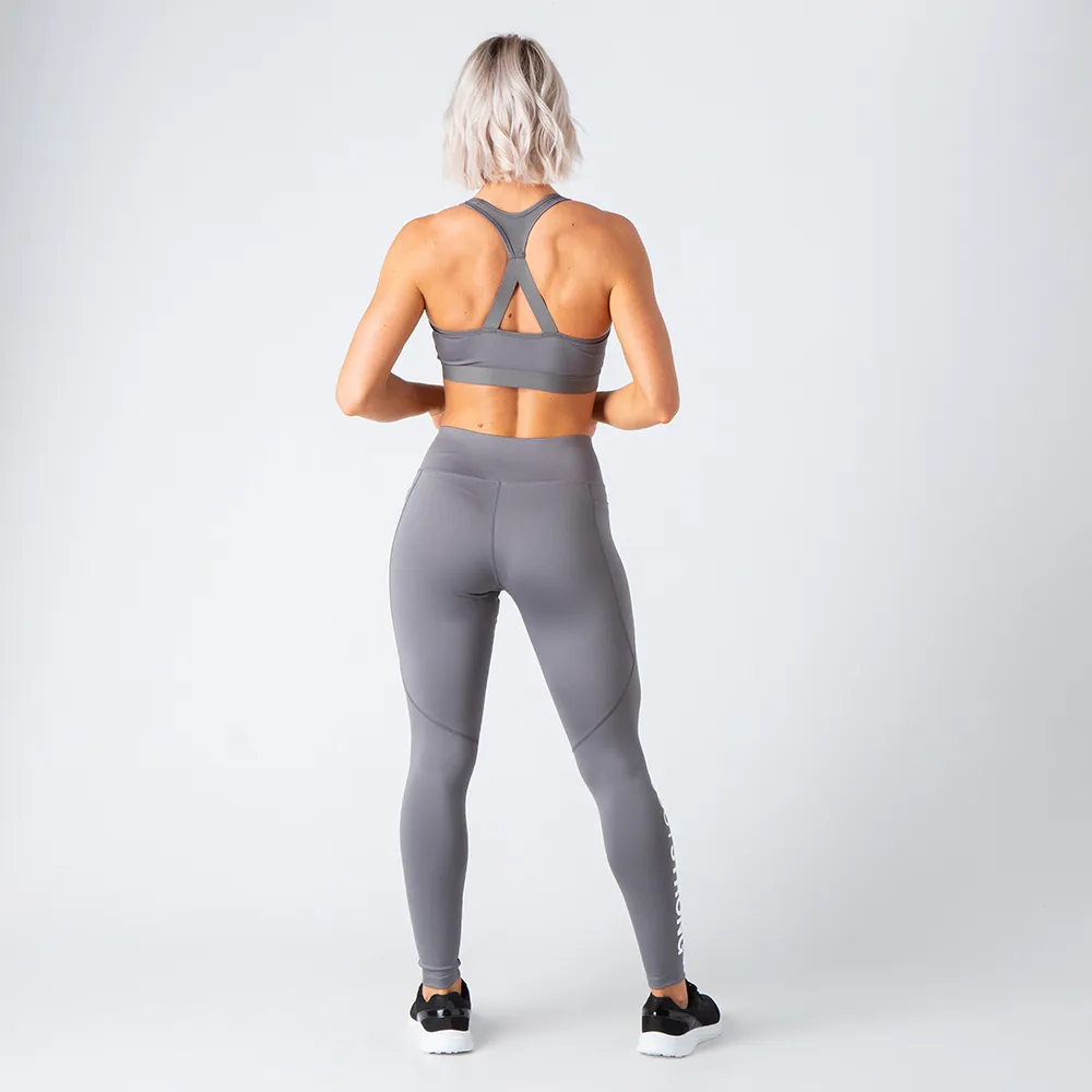 Grey Motion Emblem Sports Bra