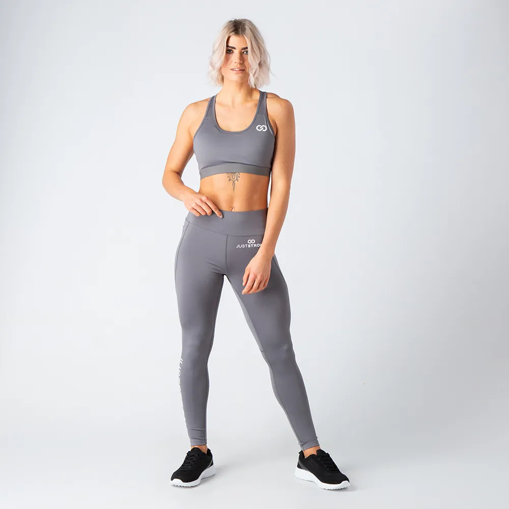 Grey Motion Emblem Sports Bra