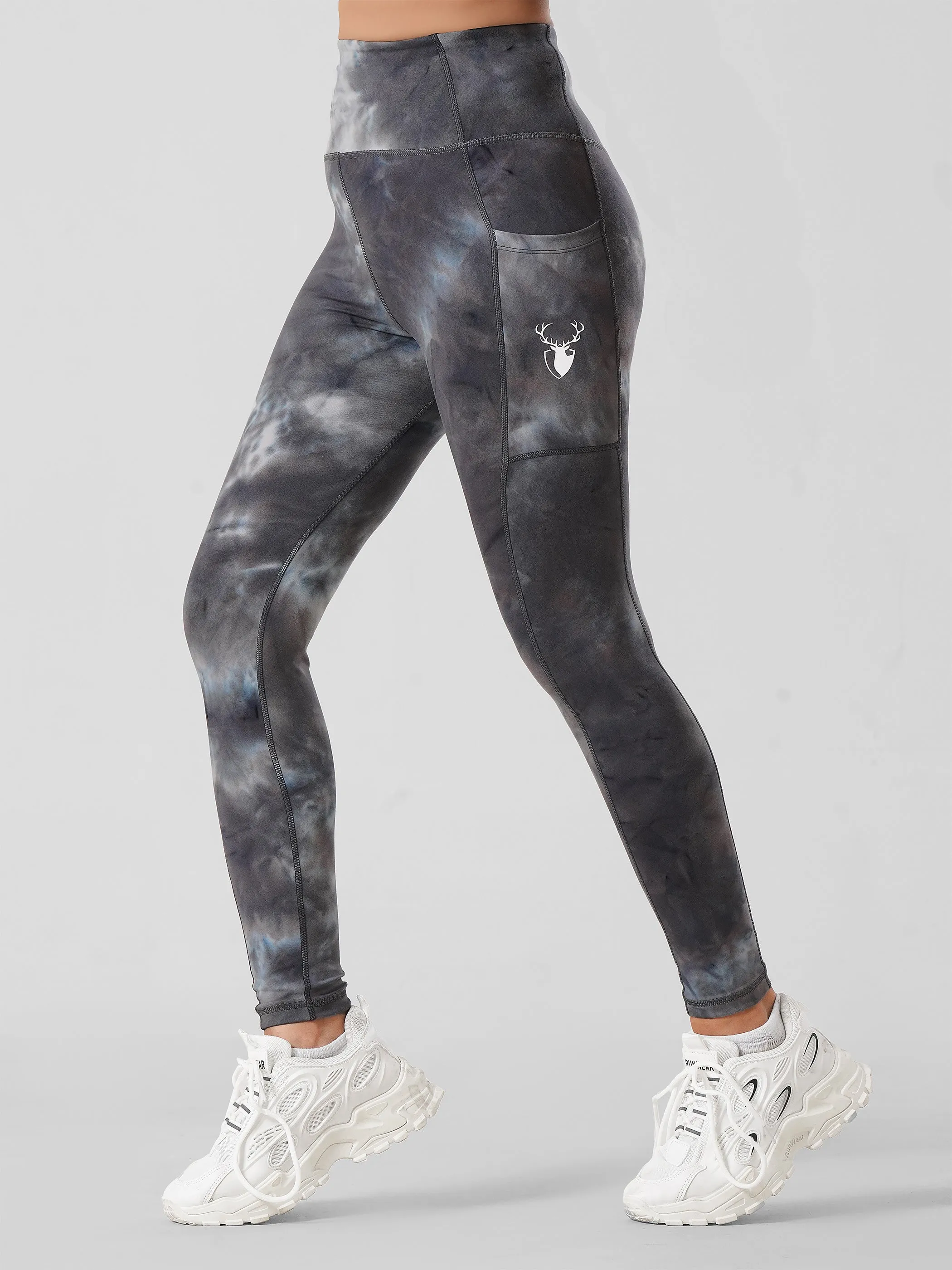 Grey tie & dye pocket legging