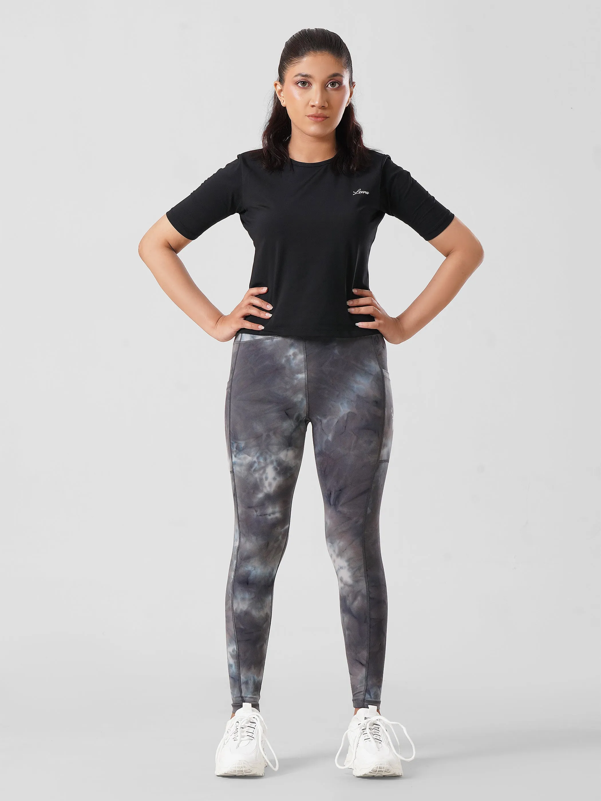 Grey tie & dye pocket legging