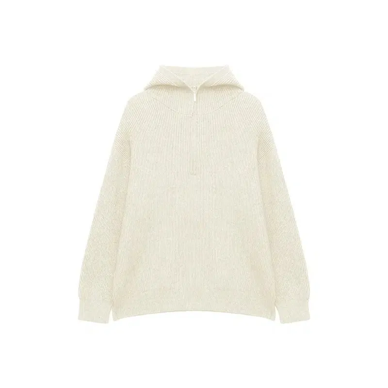 Half-Zip Hooded Knitwear Sweater